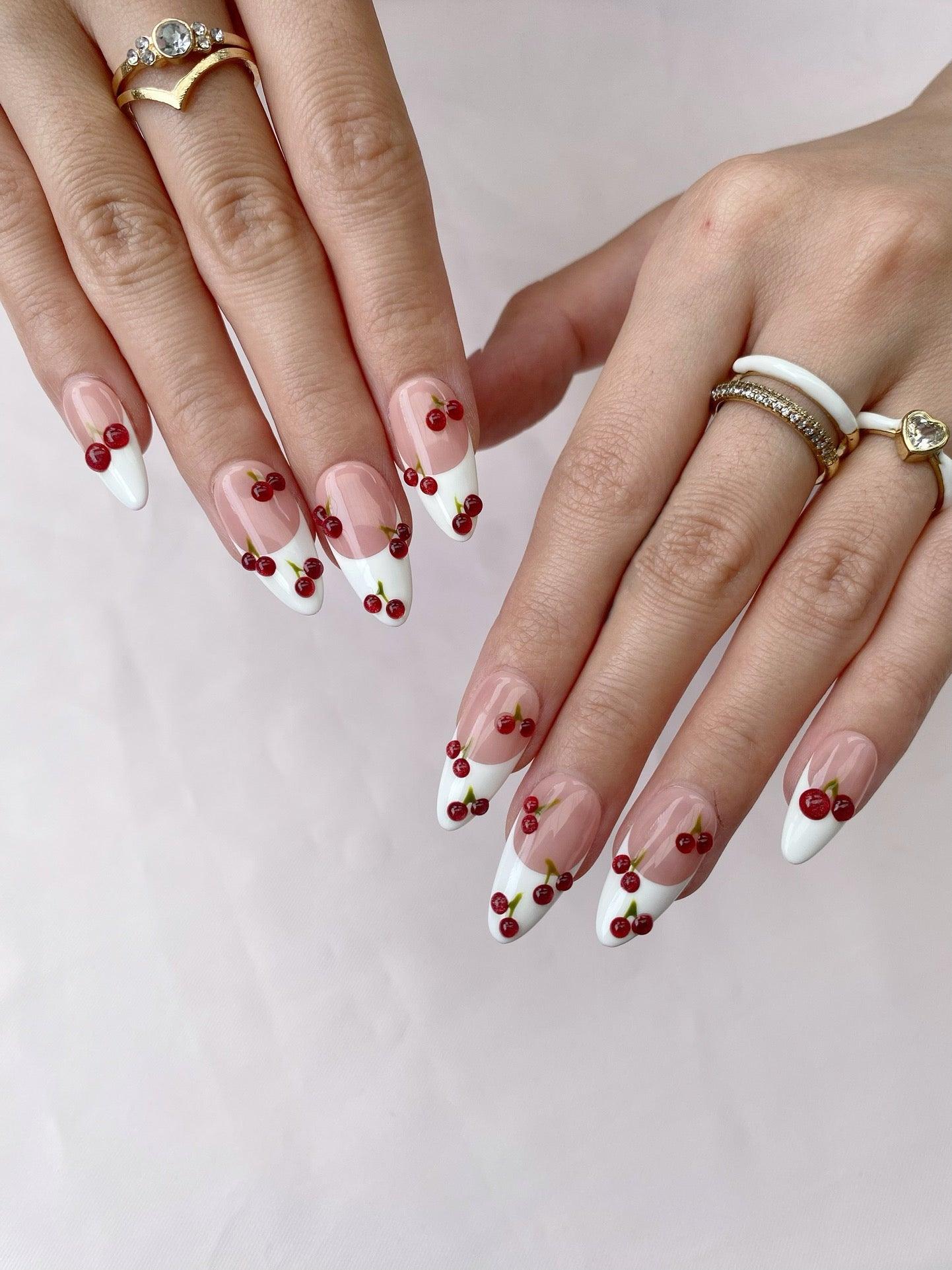 Cherry French - GO2NAIL MEDIUM ALMOND PressOnNails