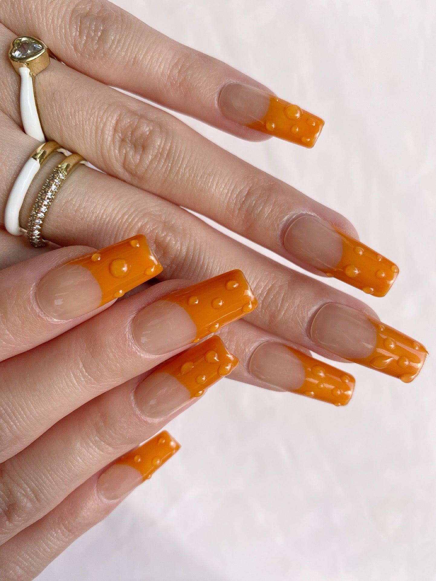 Orange Rhythm - GO2NAIL LONG SQUARE PressOnNails