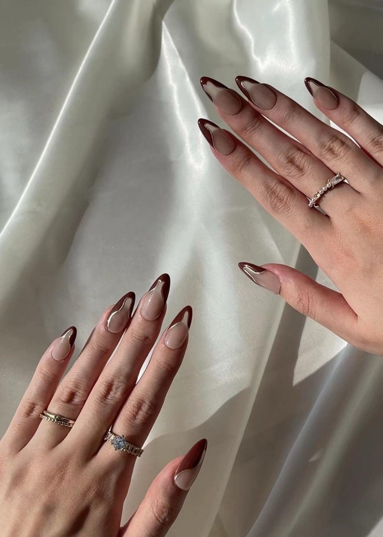 Bronze Flow - GO2NAIL  LONG ALMOND PressOnNails