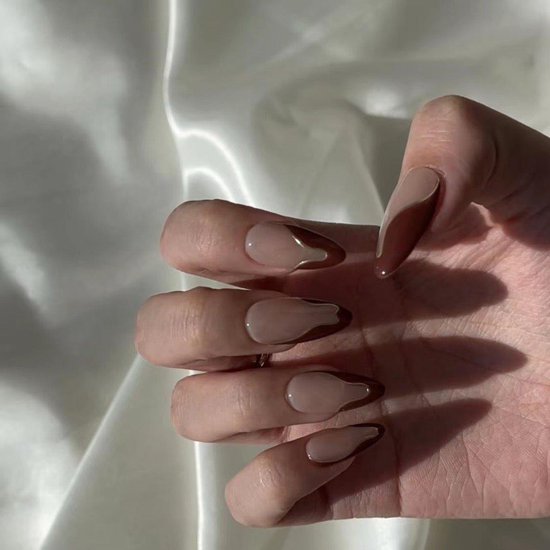 Bronze Flow - GO2NAIL  LONG ALMOND PressOnNails