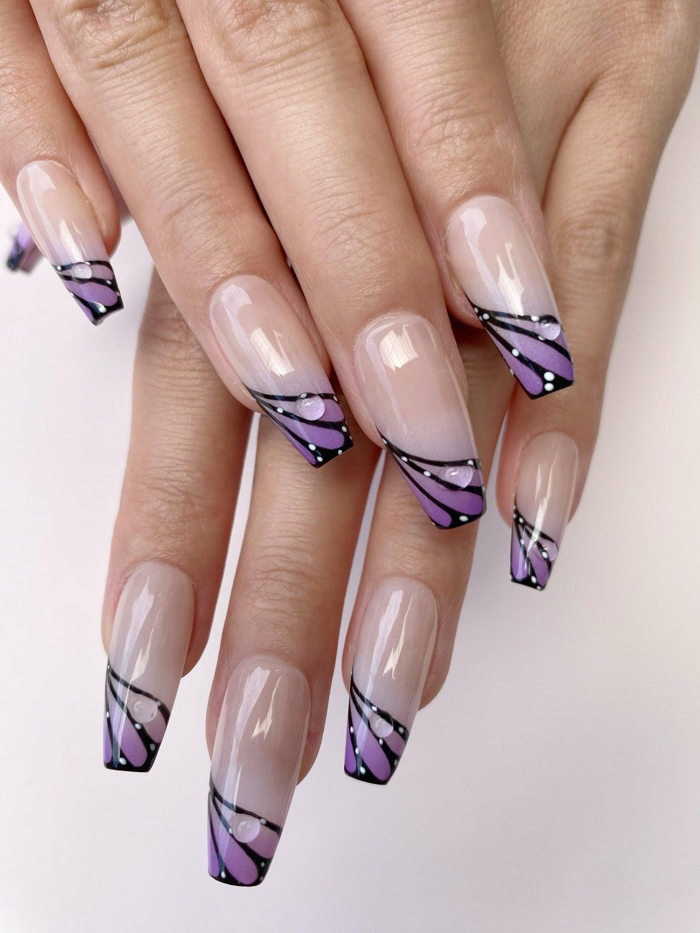 ButterflyElegance - GO2NAIL  LONG COFFIN PressOnNails