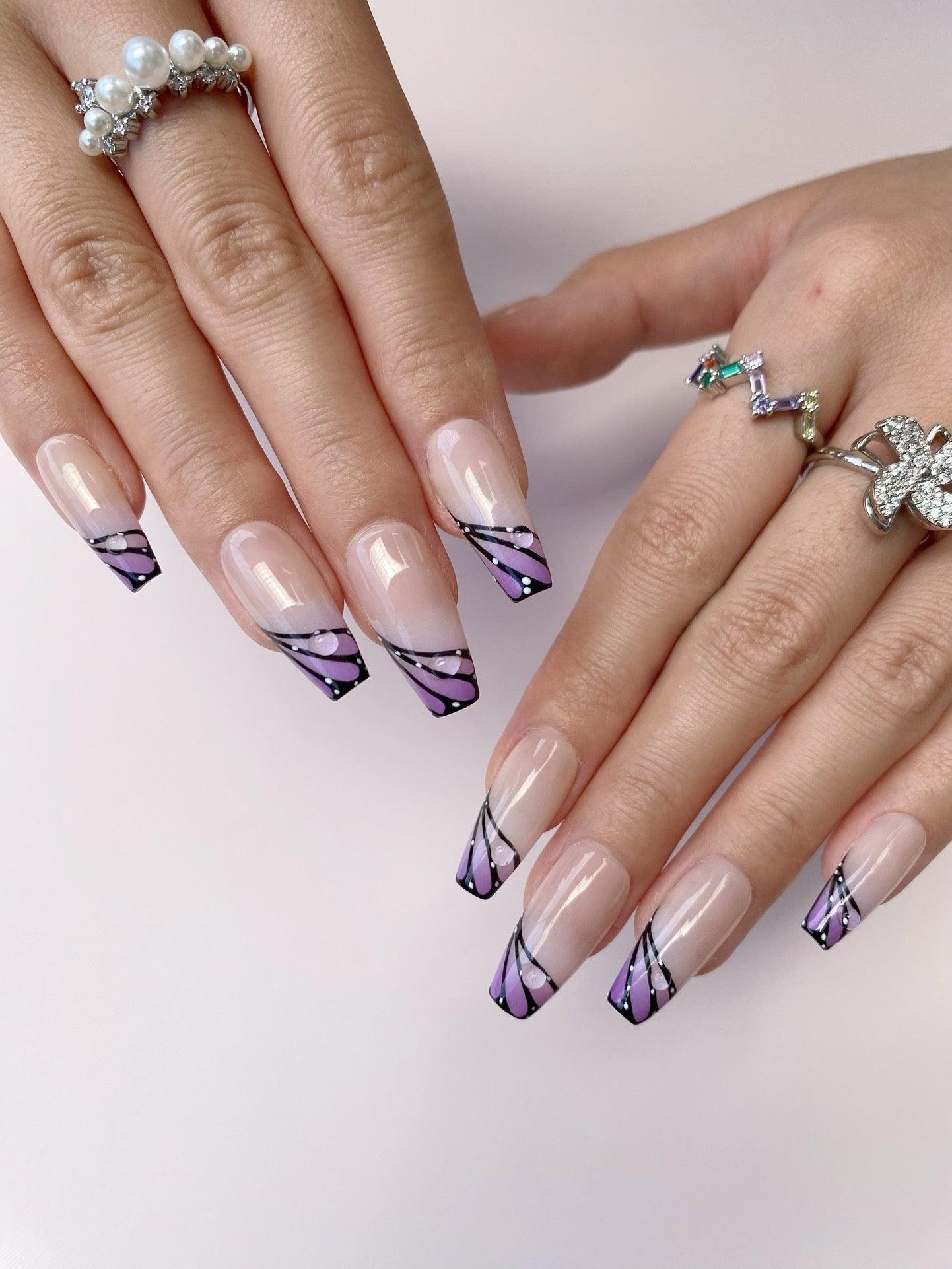 ButterflyElegance - GO2NAIL  LONG COFFIN PressOnNails