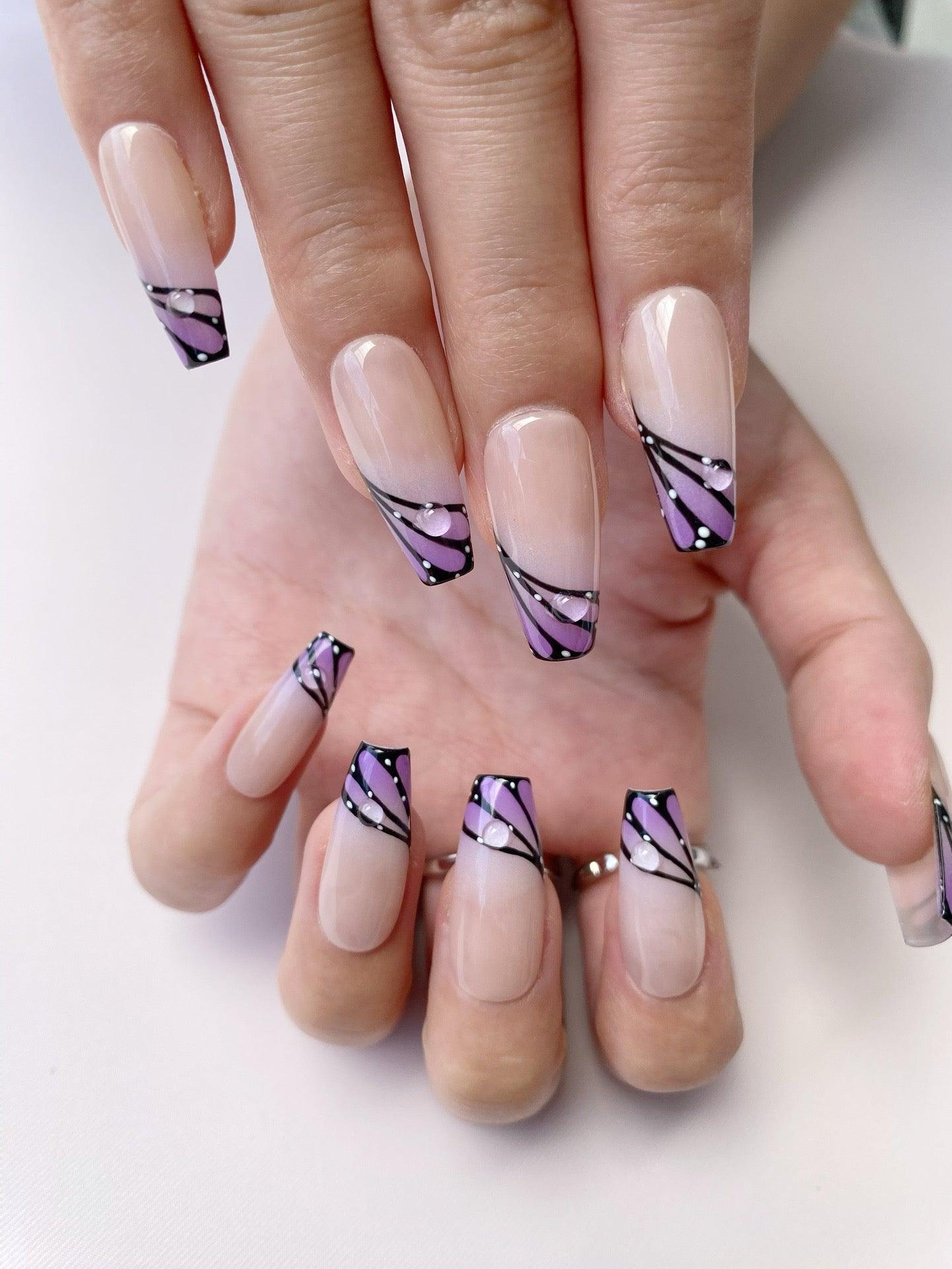 ButterflyElegance - GO2NAIL  LONG COFFIN PressOnNails