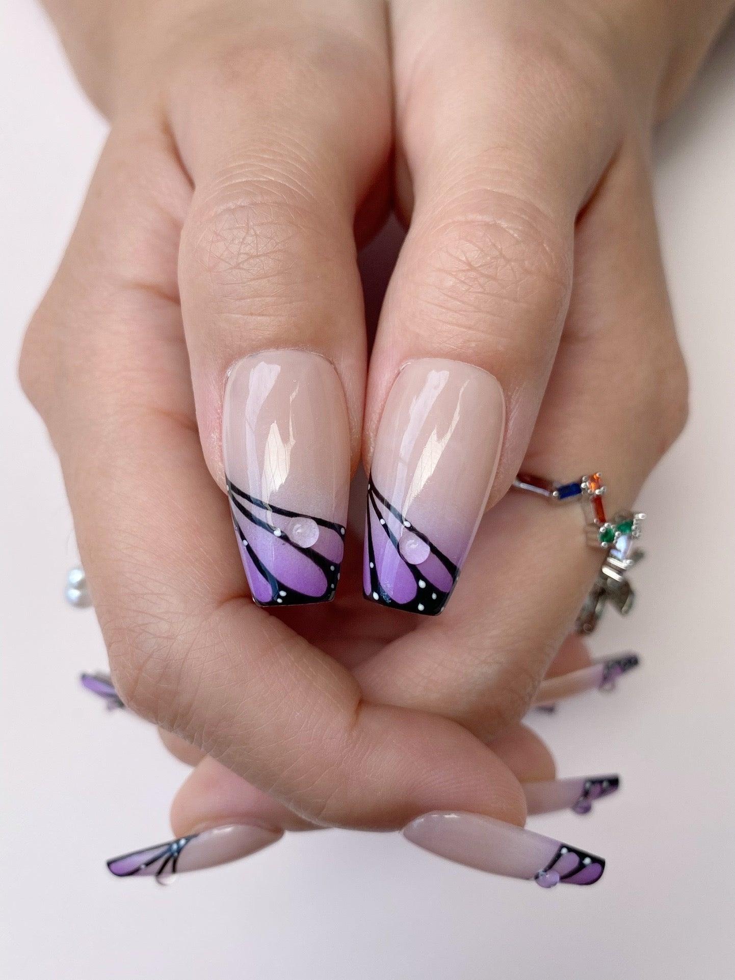 ButterflyElegance - GO2NAIL  LONG COFFIN PressOnNails