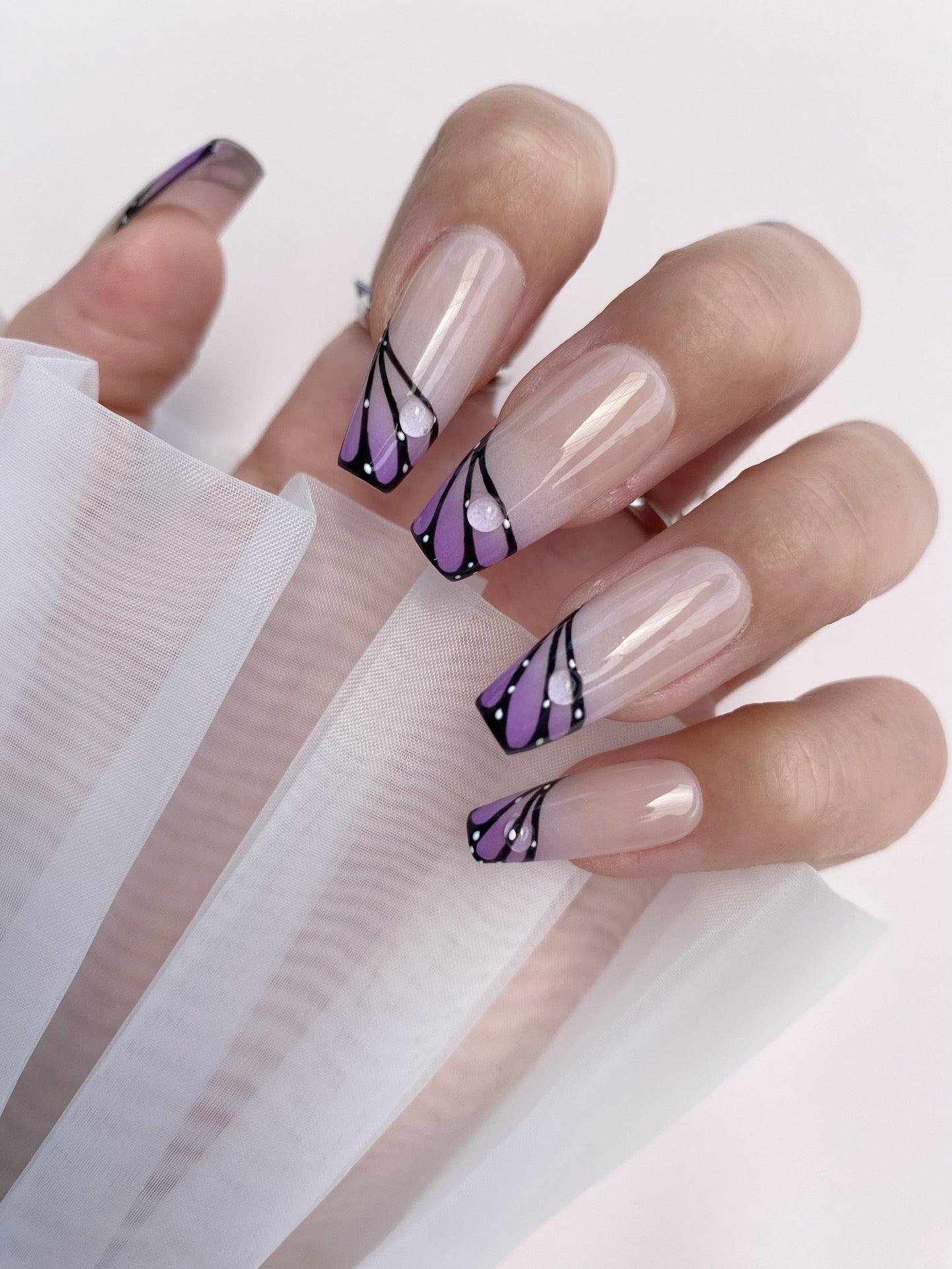 ButterflyElegance - GO2NAIL  LONG COFFIN PressOnNails