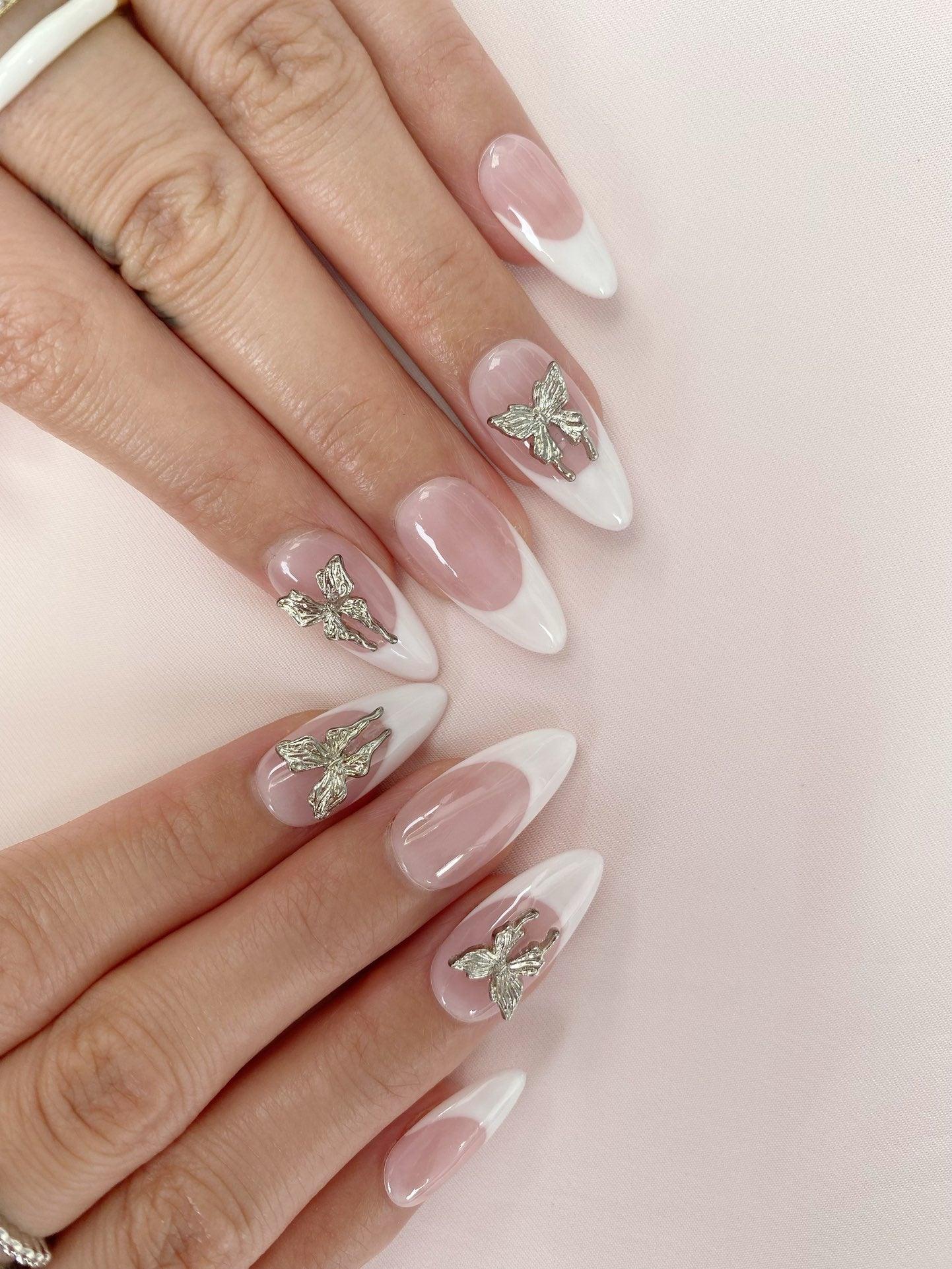 Butterfly Elegance - GO2NAIL  MEDIUM ALMOND PressOnNails