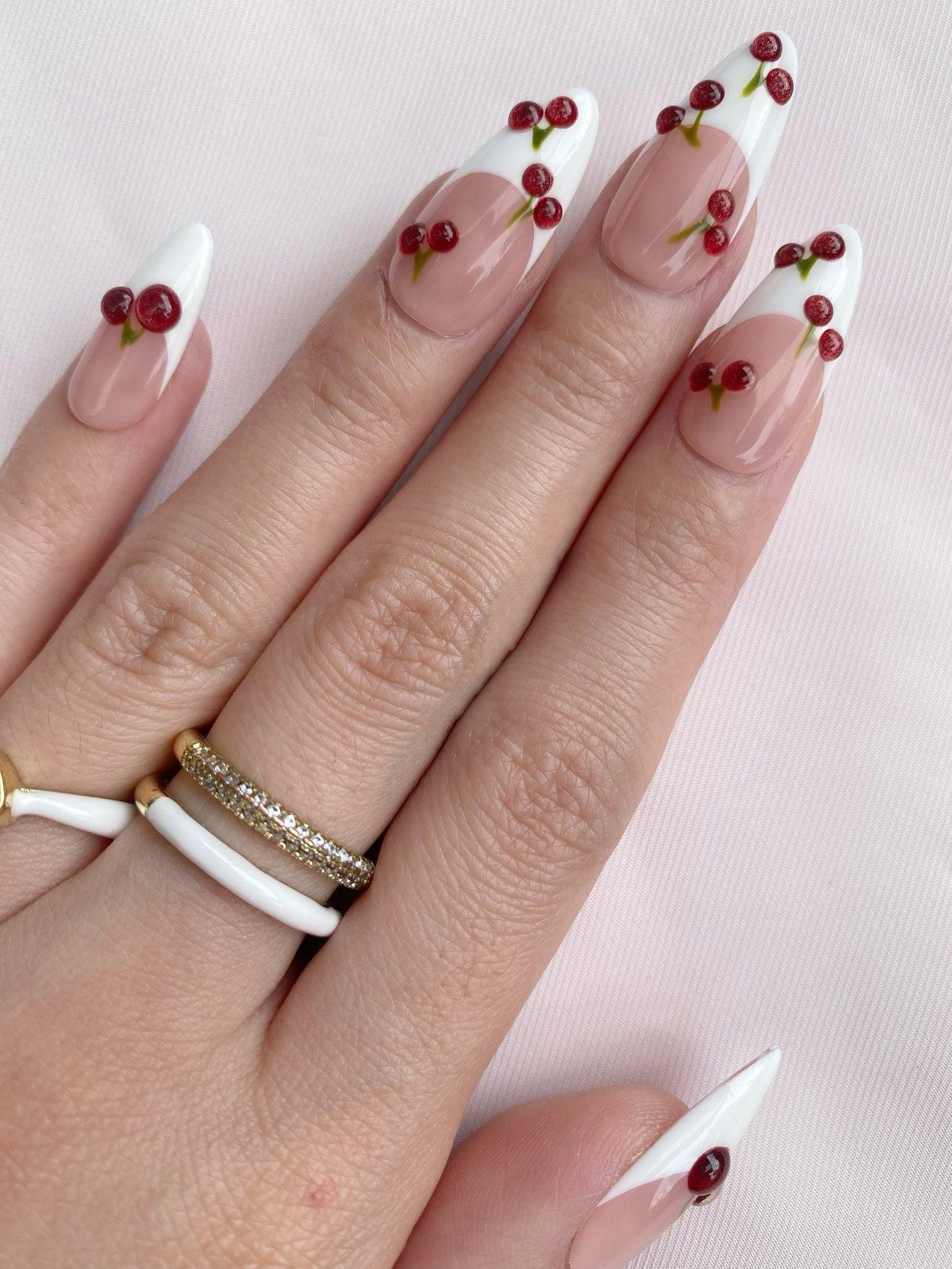 Cherry French - GO2NAIL  MEDIUM ALMOND PressOnNails