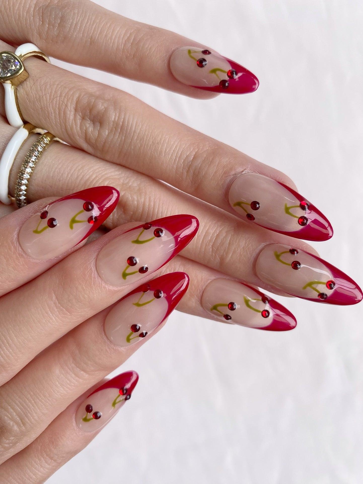 Cherry Sweet - GO2NAIL  MEDIUM ALMOND PressOnNails