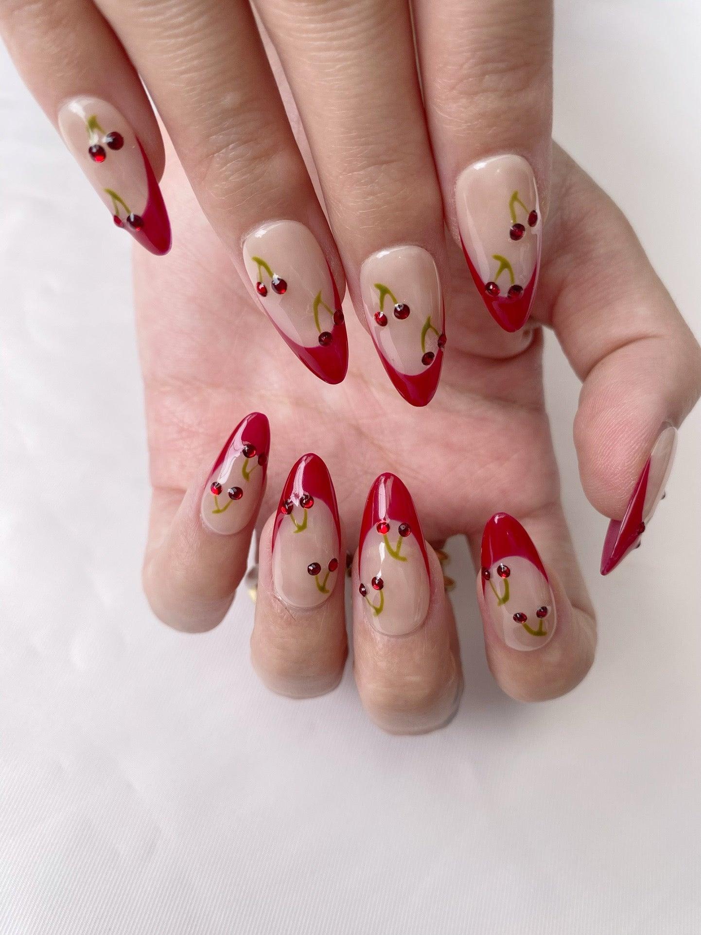 Cherry Sweet - GO2NAIL  MEDIUM ALMOND PressOnNails