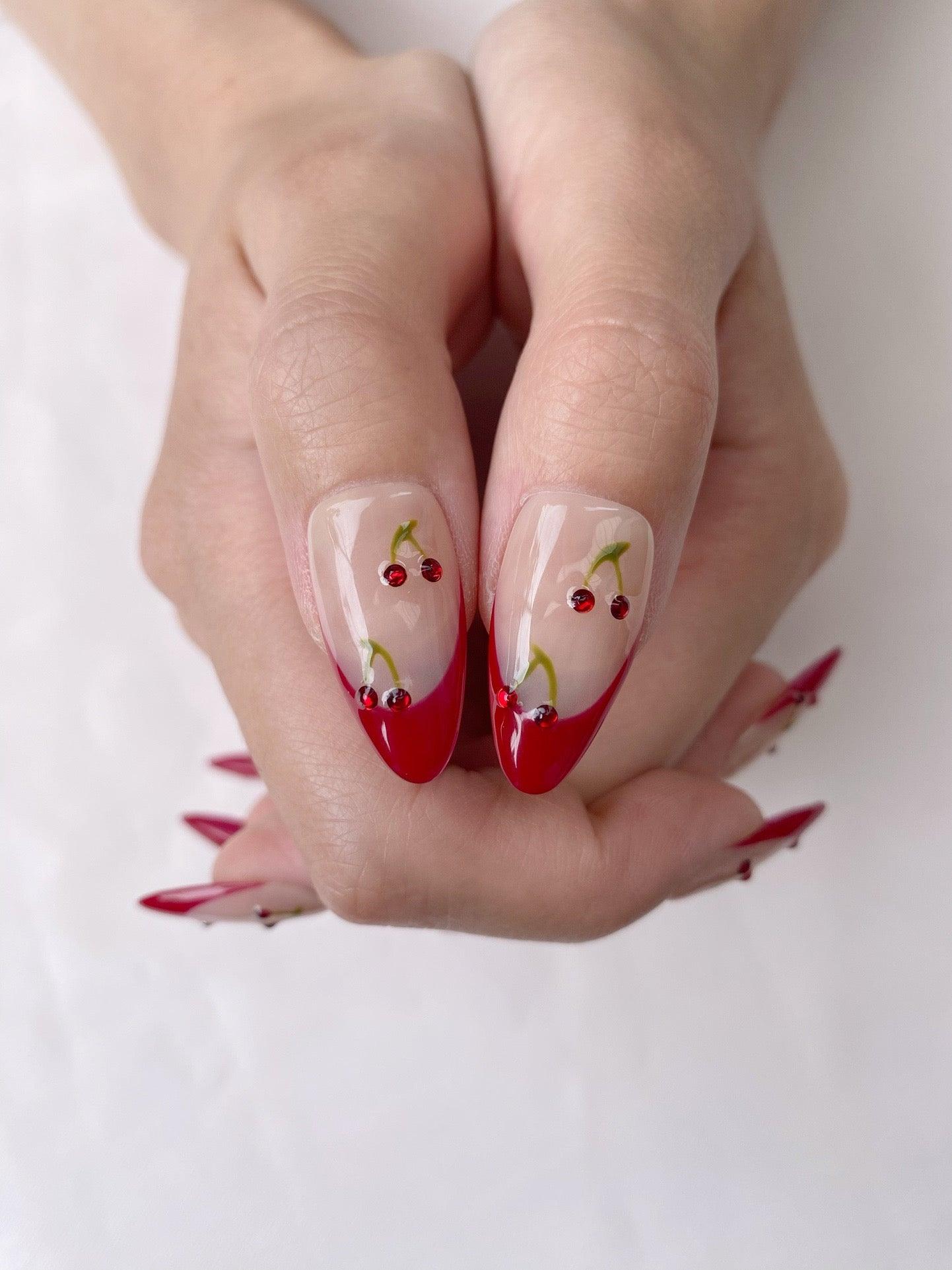 Cherry Sweet - GO2NAIL  MEDIUM ALMOND PressOnNails
