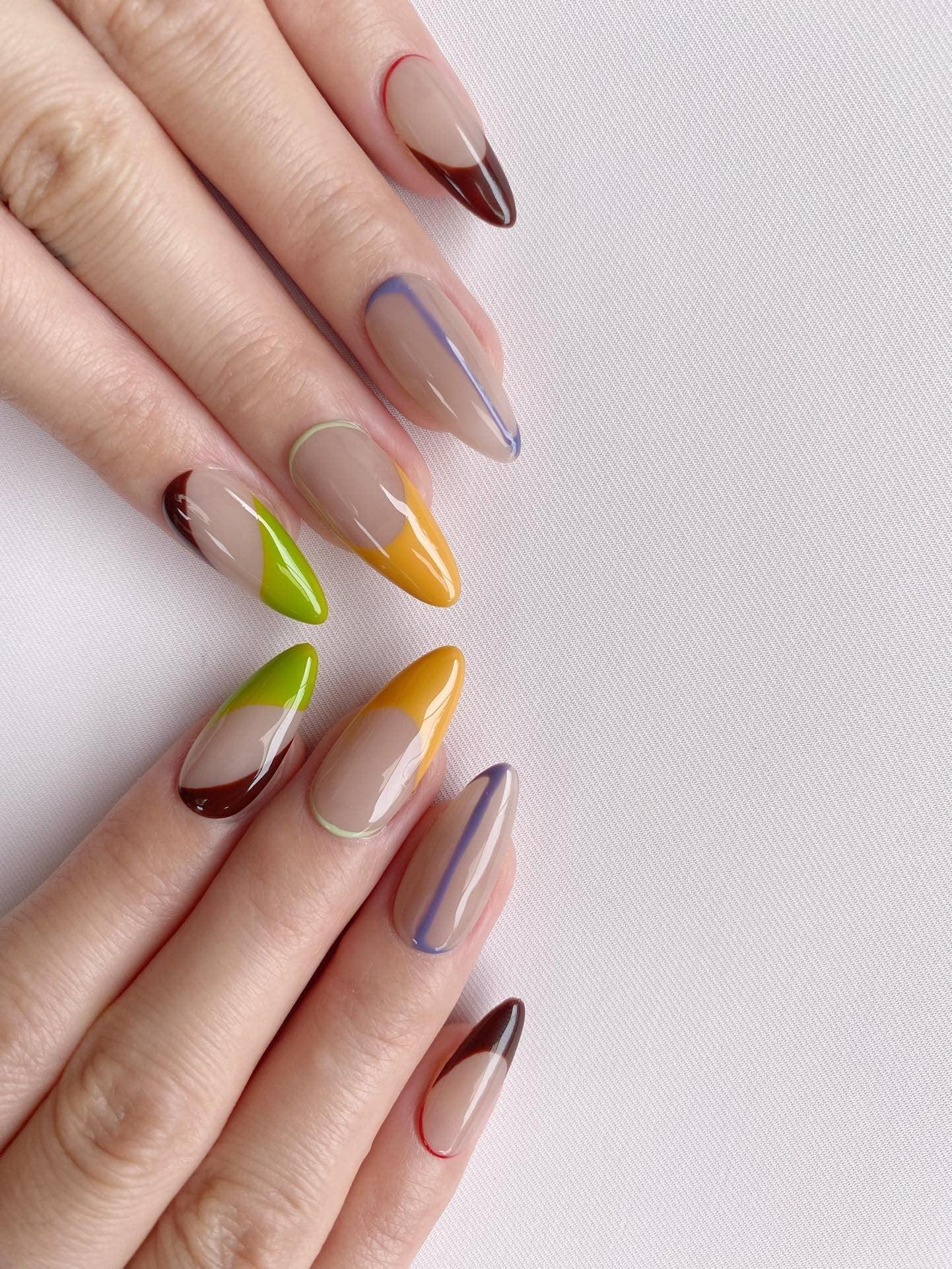 ColorBlockChic - GO2NAIL  LONG ALMOND PressOnNails