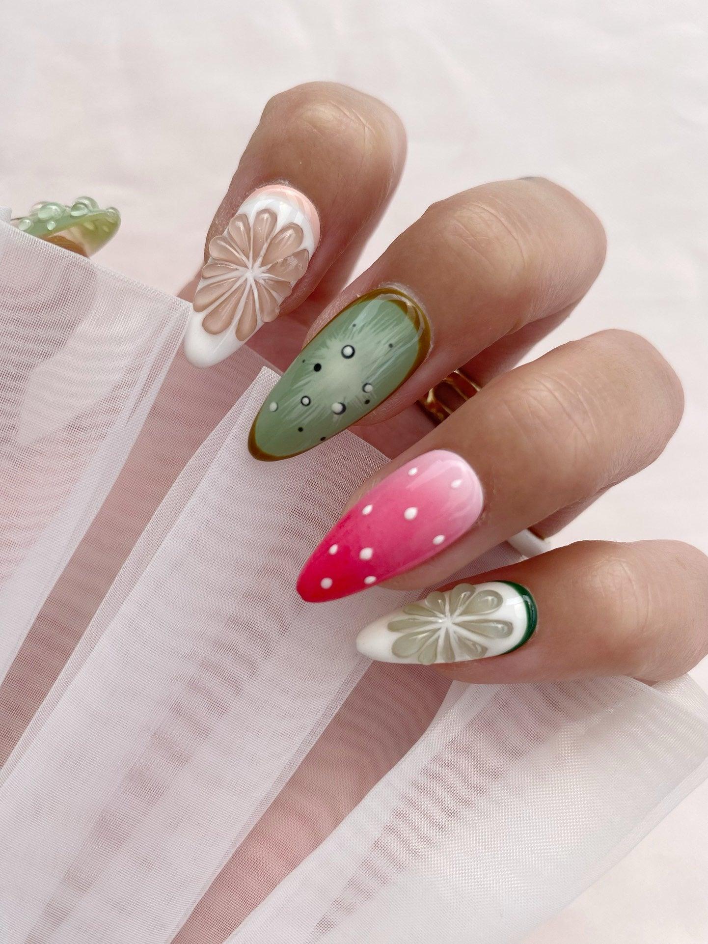 Fruit Fiesta - GO2NAIL  MEDIUM ALMOND PressOnNails