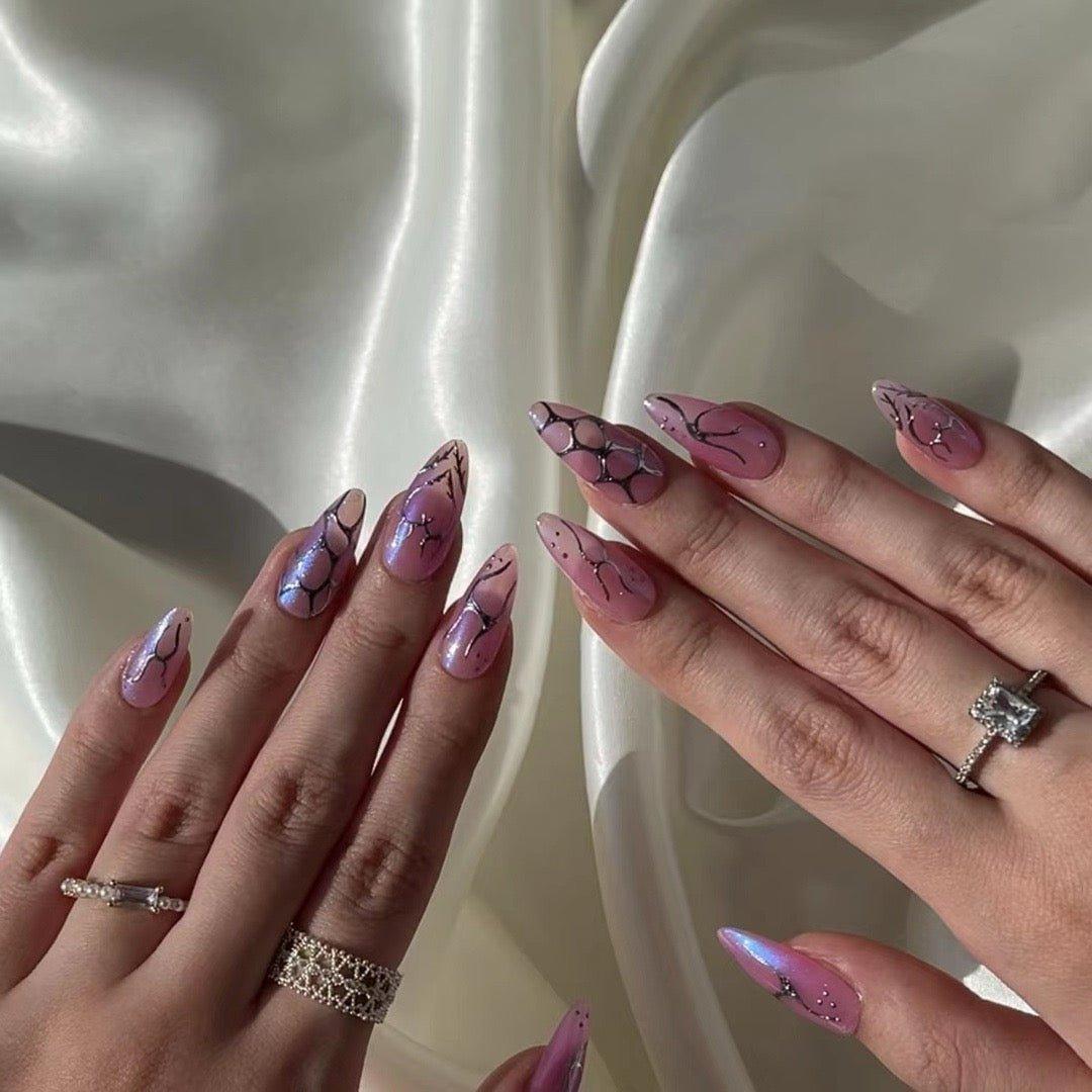 Glass Petals - GO2NAIL  MEDIUM ALMOND PressOnNails