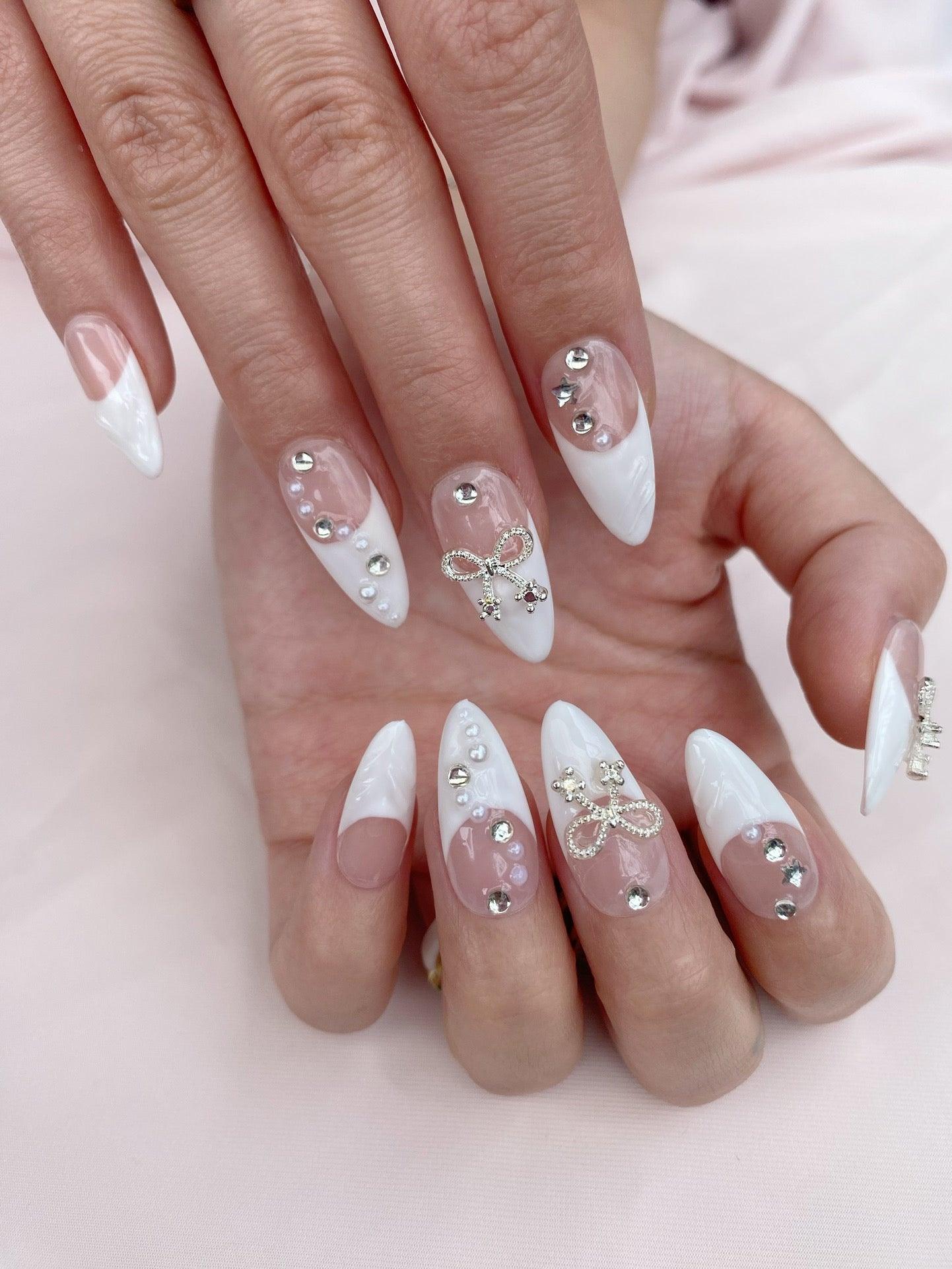 Minimalist Pearl Nails for Bride Elegance