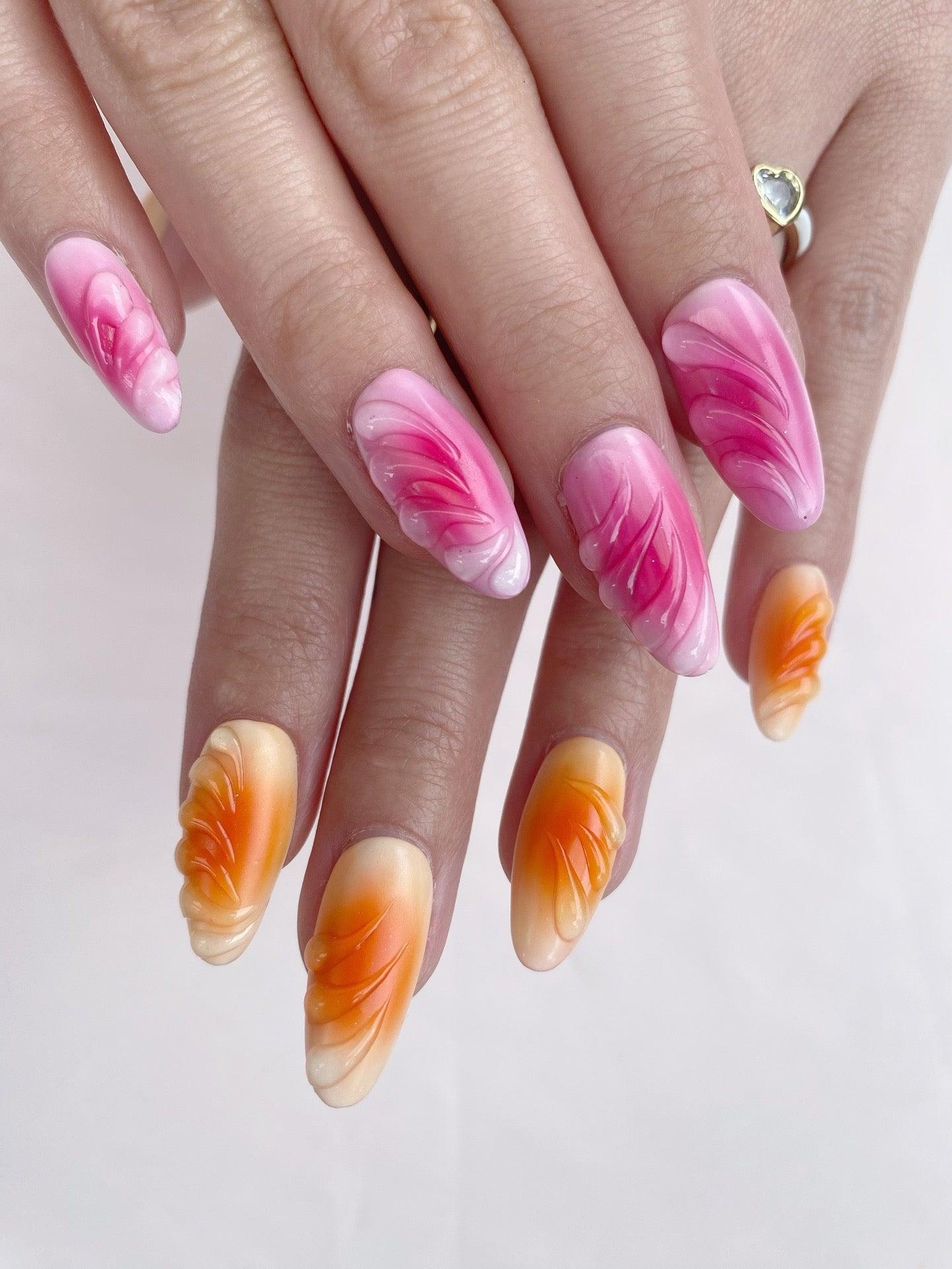 Petal Dance - GO2NAIL  MEDIUM ALMOND PressOnNails