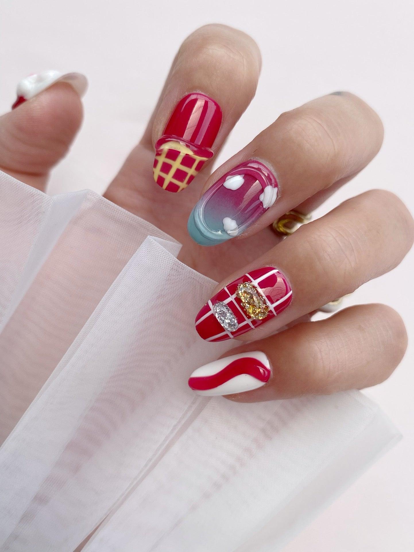 Playful Hues - GO2NAIL  SHORT ALMOND PressOnNails