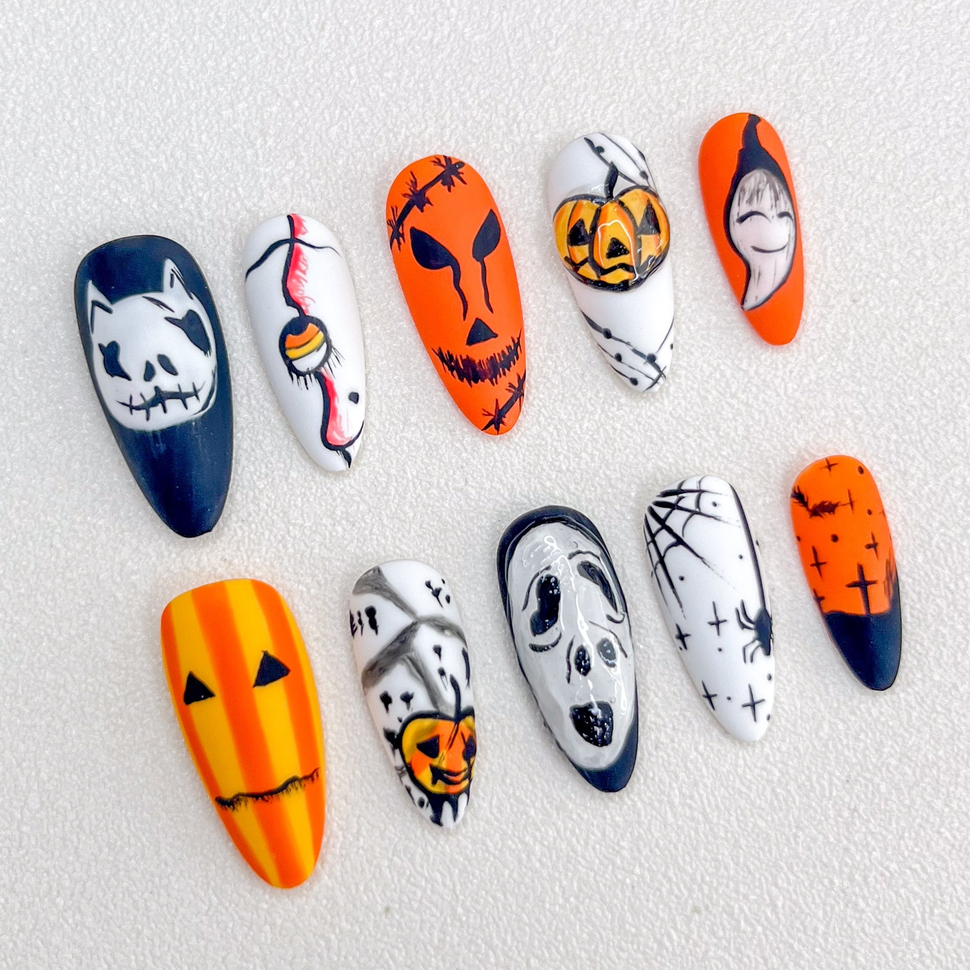Pumpkin Grin - GO2NAIL  LONG STILETTO PressOnNails