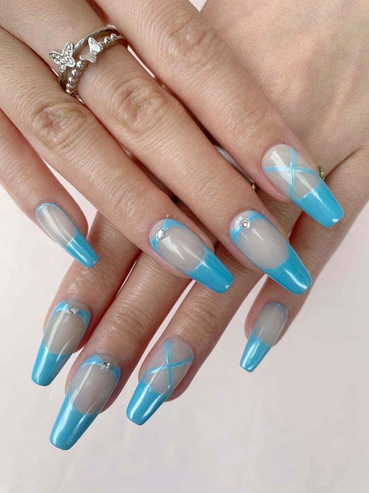 Sky Dance - GO2NAIL  LONG SQUARE PressOnNails