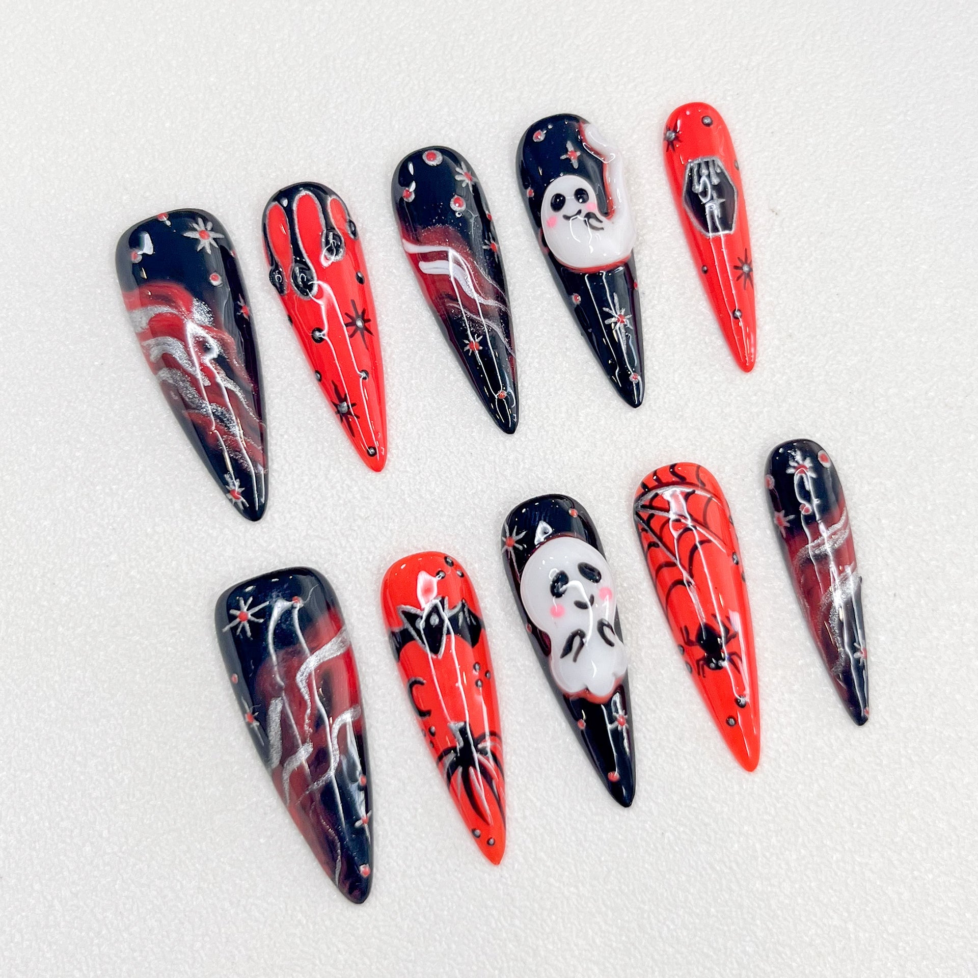 Spooky Night - GO2NAIL  LONG STILETTO PressOnNails