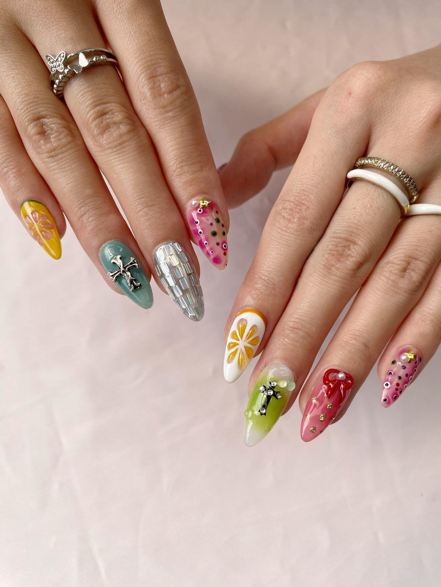 Vivid Wonderland - GO2NAIL  MEDIUM ALMOND PressOnNails